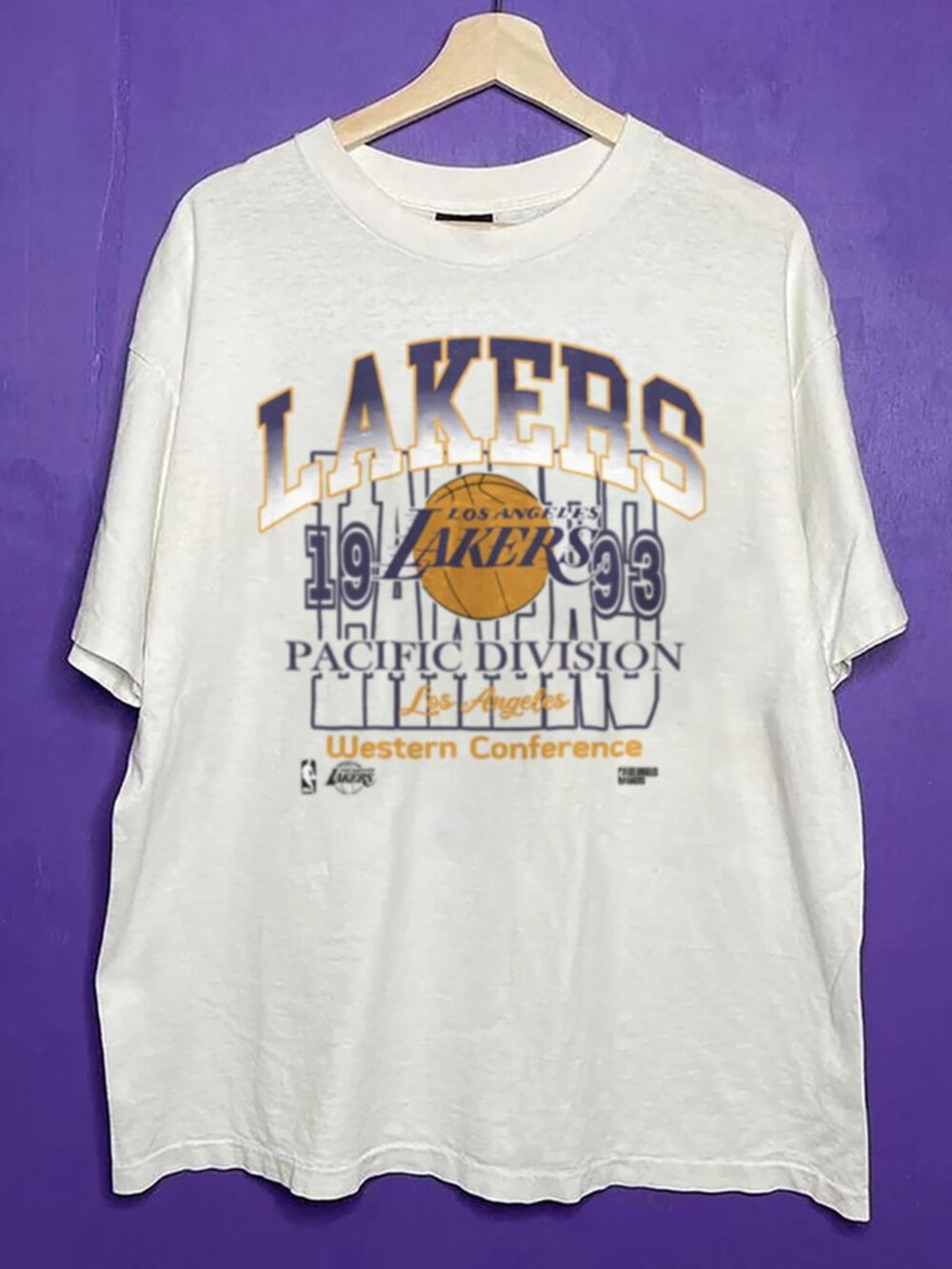 Vintage 90s Los Angeles Lakers Basketball Shirt, 1993 NBA LA Lakers Shirt Tee